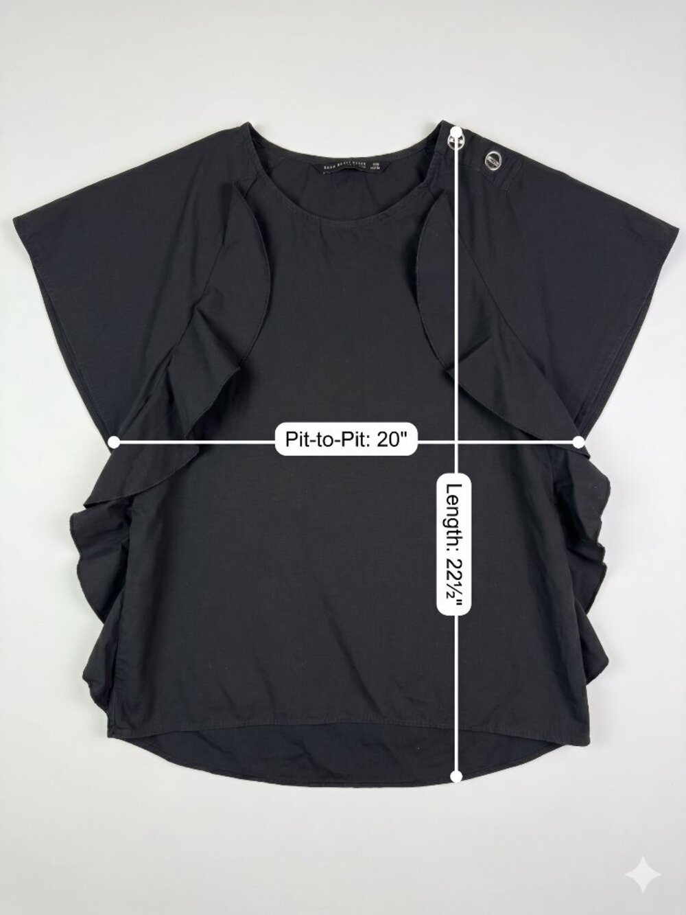 Zara Basic Collection Cotton Ruffle Cap Sleeve Top - Picture 2 of 7
